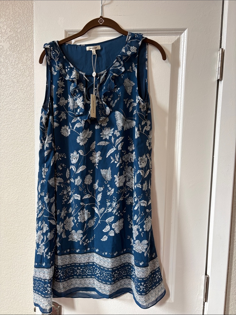 Max Studio Blue Floral Sleeveless dress size S-new
